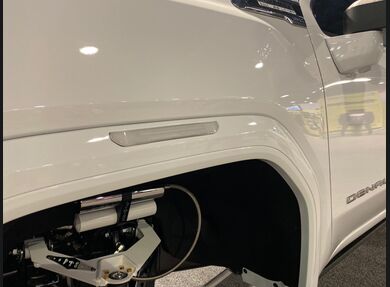 Frosted lenses, white housings, switchback led strips