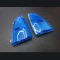 Blue lenses on grey housings